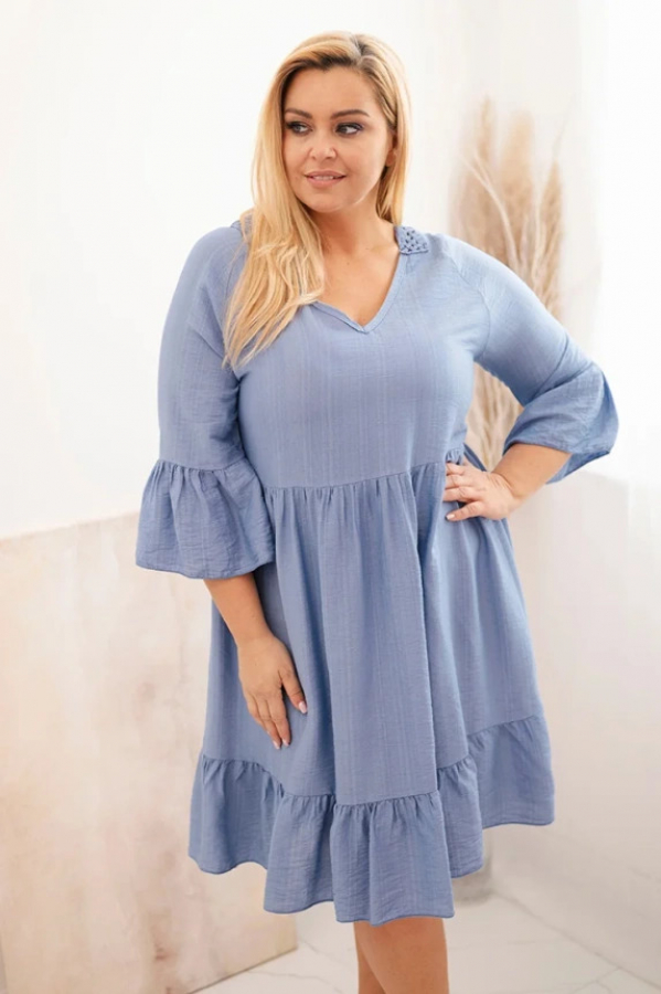 Dámske viskózové šaty Plus Size s ažúrovou ozdobou