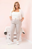Dámske bavlnené nohavice Plus Size s opaskom Soraja