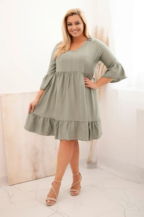 Dámske viskózové šaty Plus Size s ažúrovou ozdobou