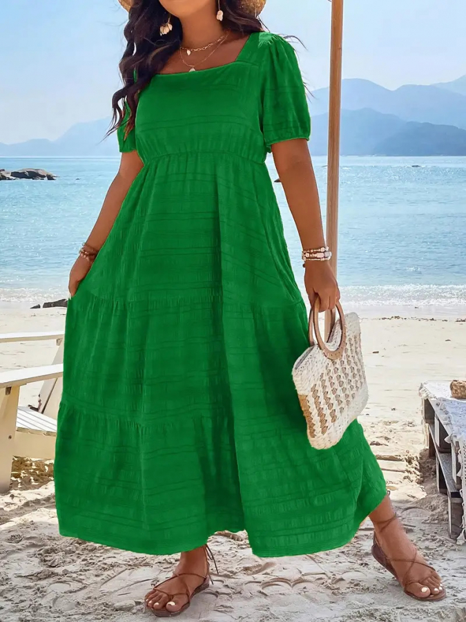 Dámske šaty pufovymi rukávmi plus size Savana
