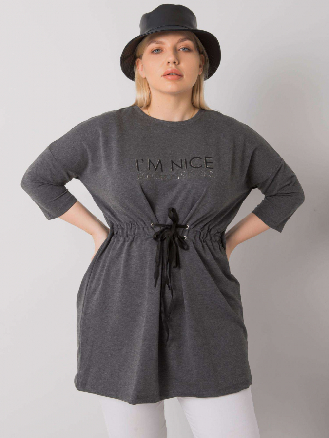 Bavlnená plus size tunika s viazaním v páse Tula 
