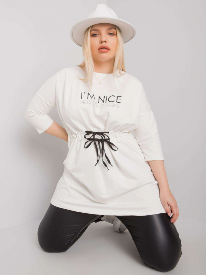Bavlnená plus size tunika s viazaním v páse Tula 