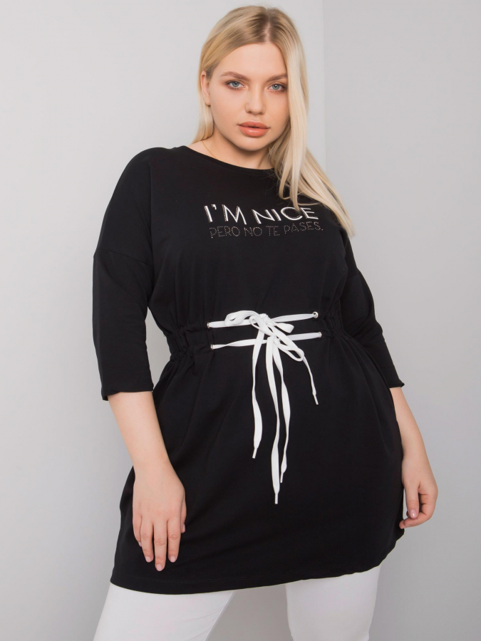 Bavlnená plus size tunika s viazaním v páse Tula 