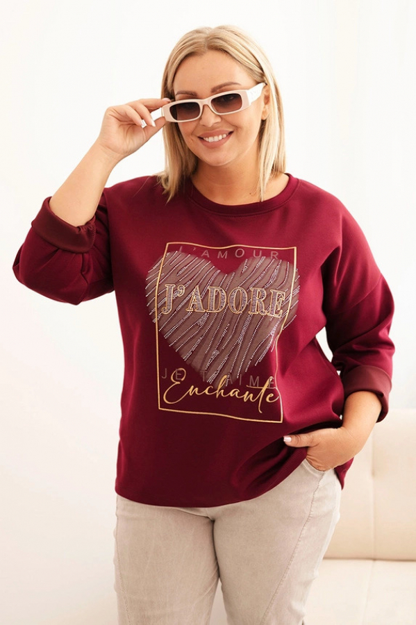 Dámska mikina plus size s kapucňou a potlačou, EVALIA