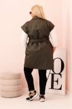 Dámska vesta Plus Size prešívaná s pásom a golierom TAORA