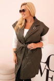 Dámska vesta Plus Size prešívaná s pásom a golierom TAORA