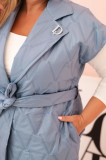 Dámska vesta Plus Size prešívaná s pásom a golierom TAORA