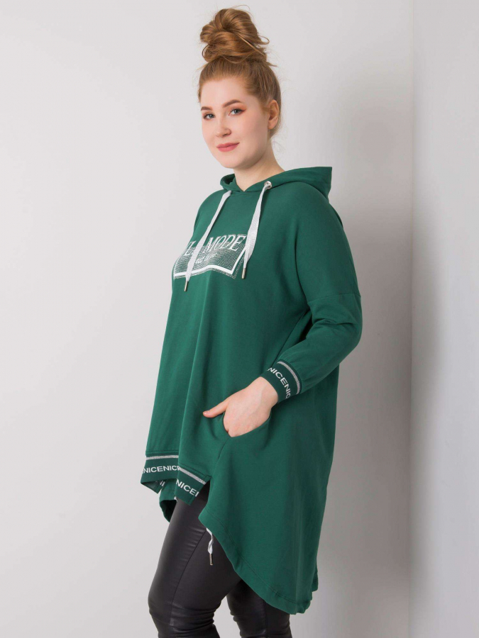 Predĺžená asymetrická bavlnená mikina pre plus size Belisa 