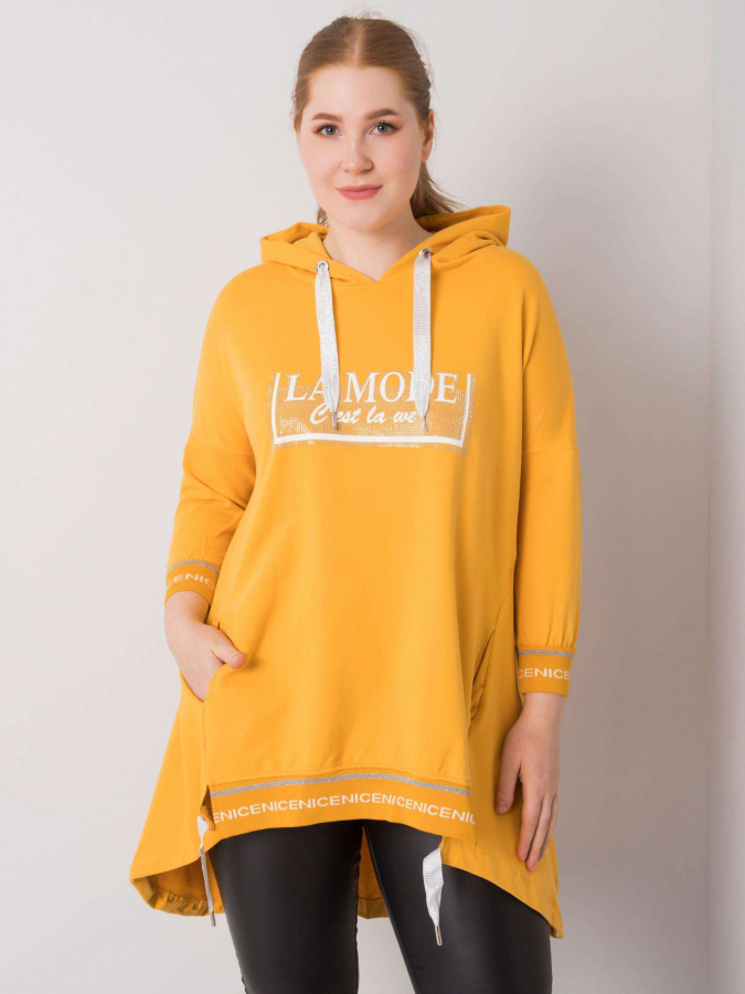 Predĺžená asymetrická bavlnená mikina pre plus size Belisa 