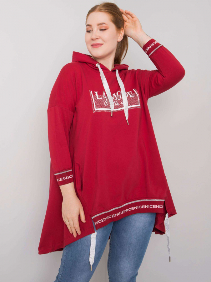 Predĺžená asymetrická bavlnená mikina pre plus size Belisa 
